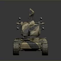 Military Tank With Camouflage Paint And Missile Launchers On Top