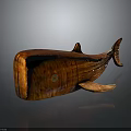 Realistic Wooden Whale Model Featuring Polished Surface And Natural Wood Texture