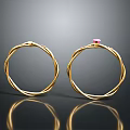 Golden Twisted Hoop Earrings With Pink Gemstone For Daily Wear Accessories