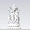 Traditional Religious Sculpture With Multiple Figures Intricate Carvings And Decorative Base