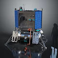 Modern Space Exploration Lander Model Equipped With Solar Panels And Astronaut Figure 3d model