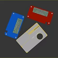 Colorful Computer SSD Enclosures in Blue Red and Gray with Metal Label Area