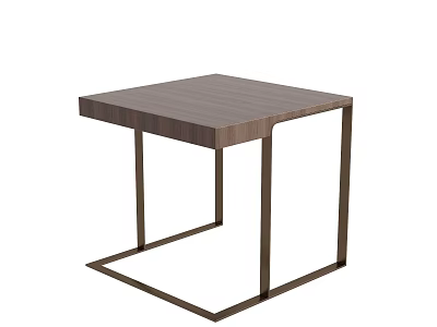 Modern Minimalist Coffee Table With Square Wooden Top And Metal Frame 3d model