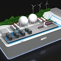 Industrial Sand Table Model With Wind Turbines Green Hills And Facilities