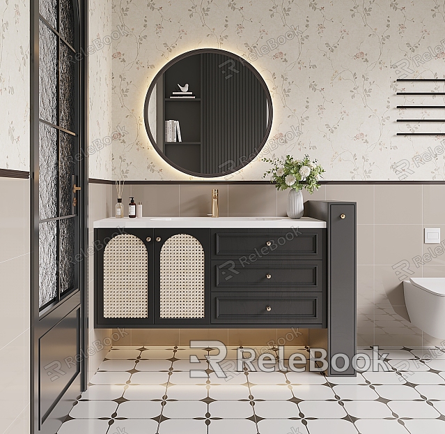 French retro bathroom cabinet model