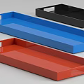 Rectangular Decorative Tray Set with Red Blue Black Pieces for Home Ornament 3d model