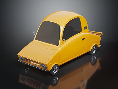 Yellow Small Truck Themed Kids Storage Cabinet With Smooth Surface Design 3d model