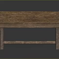 Rustic Wooden Bench With Simple Structure And Natural Wood Grain Surface 3d model