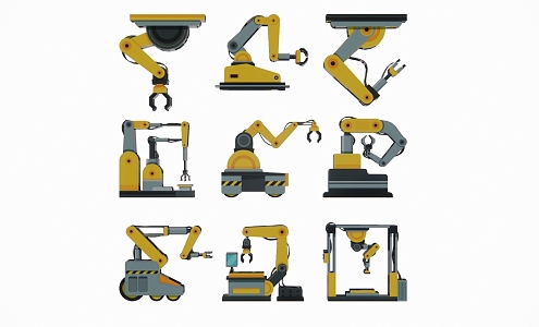 Industrial Intelligent Robot Arm Workshop Equipment Silhouette 3d model