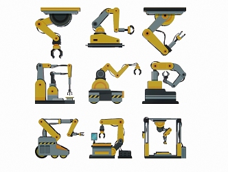 Industrial Intelligent Robot Arm Workshop Equipment Silhouette 3d model