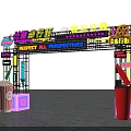 Movie Themed Pedestrian Street Fantasy Market With Neon Lights Respect All Perspectives And Popcorn Bucket