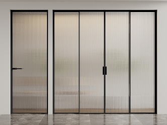 Modern sliding door Changhong glass door 3d model