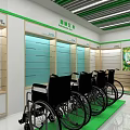 Bright Green And White Specialty Store Interior With Shelves Counters And Ceiling Design 3d model