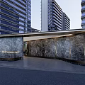 Modern Residential Feature Wall With Stone Texture And Zenith Lake Sign In High Rise Community