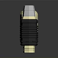 Gold And Black Mechanical Components With Hexagonal Structure And Threaded Design