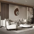 Modern Elegant Living Dining Room Interior With Sofa Coffee Table And Decorative Wall Art