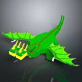 Green Dragon Building Block Model With Yellow Head Red Accents And Wings
