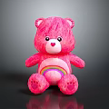 Pink Plush Teddy Bear With Rainbow Pattern On Belly Soft Cuddly Stuffed Toy 3d model