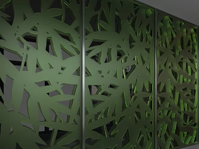 Green Laser Cut Leaf Pattern Decorative Background Wall for Modern Spaces 3d model