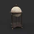 Elegant Sculptural Globe With Intricate Carved Details And Wooden Stand Base