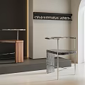 Modern Minimalist Dining Chairs With Sleek Metal Frames And Wooden Stone Textured Seats