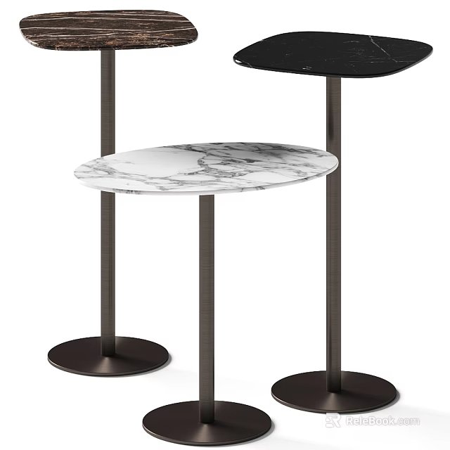 Modern Sleek Dining Table Design With Marble Surface And Metal Support Base 3d model
