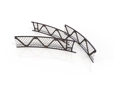 Detailed Architectural Metal Arched Bridge Models With Grid Pattern Design Elements 3d model