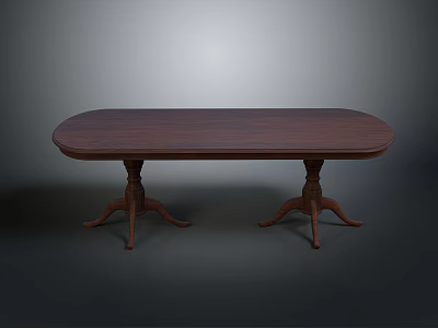Classic Wooden Oval Shaped Dining Table With Ornate Carved Legs 3d model