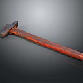 Vintage Craft Hammer With Red Wooden Handle And Metal Head Tool