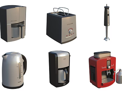 Various Kitchen Appliances Including Coffee Maker Toaster Blender Kettle And Espresso Machine 3d model