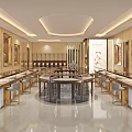 Luxurious Jewelry Store Interior With Glass Display Cases And Round Counters