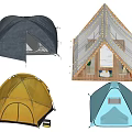 Various Tents Collection Featuring Gray Dome Yellow Camping Mesh Wood Frame and Light Blue