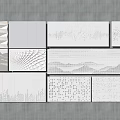 Modern Wall Panels With Various Textures Displayed On Grey Background