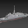 Modern Warship With Gray Hull Red Bottom Upper Structure And Mast