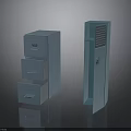 Modern Blue Three Drawer Cabinet and Tall Cabinet with Door Design