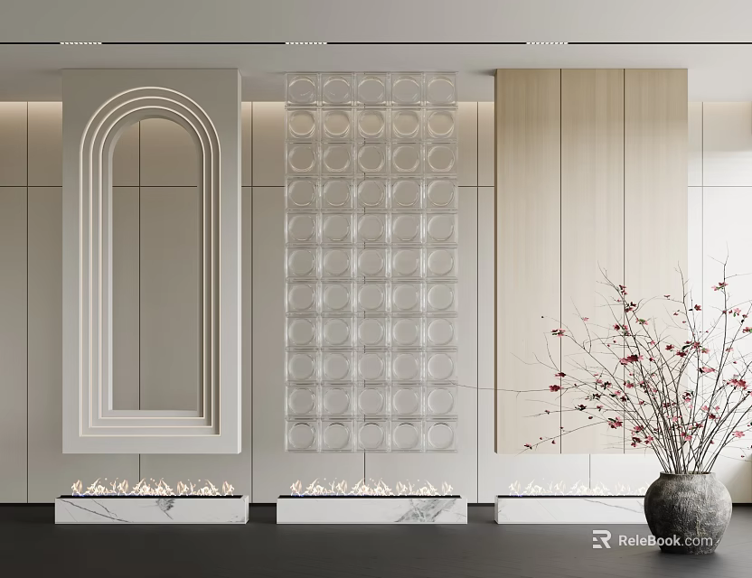Elegant Modern Glass Partition With Decorative Bubble Design For Interior Spaces 3d model