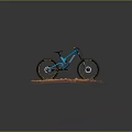 Blue Mountain Bike Showcased on Red Rocky Surface with Sturdy Frame Design