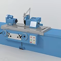 Blue Industrial Cylindrical Grinding Machine With Bed Control Panel And Grinding Components 3d model
