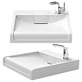 Modern White Ceramic Washbasin With Sleek Design And Polished Chrome Faucet