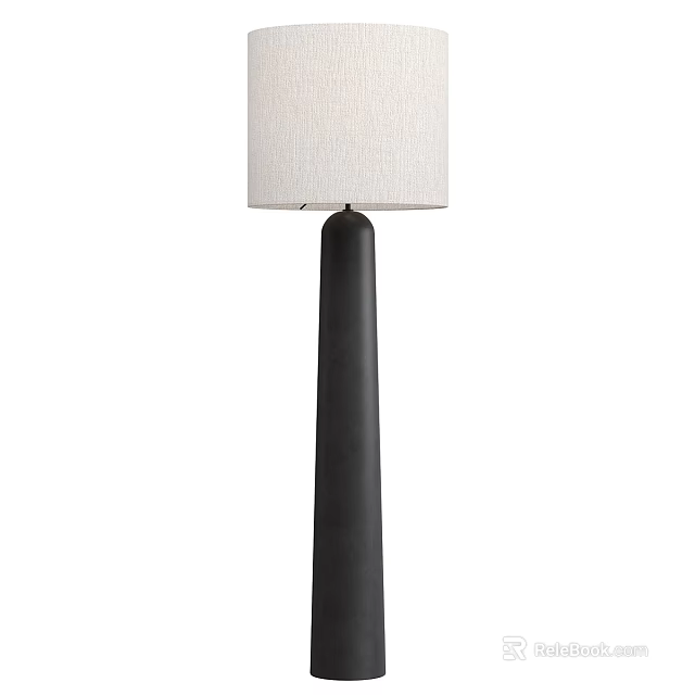 Modern Black Floor Lamp With White Fabric Shade And Metal Stand For Home Decor 3d model 