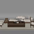 Modern Living Room Interior With Beige Sofa Wooden Coffee Table Rug And Armchair