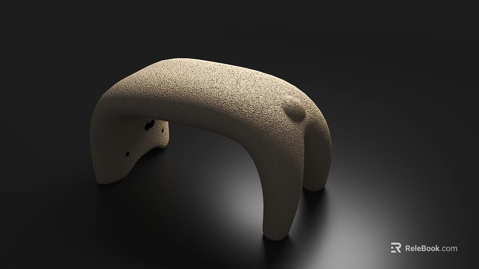 Minimalist Textured Stool With Curved Design And Stable Base For Modern Interiors 3d model