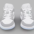 White Gray Air Jordan Low Top Shoes with Nike Swoosh Jumpman Logo Light Blue Sole