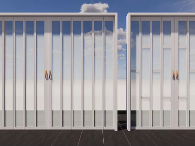 Modern Folding Doors With White Frame And Glass Panels For Indoor Outdoor Connection 3d model