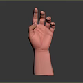 Pink Human Hand With Palm Up Making Specific Gesture Against Dark Background With Reflection 3d model
