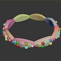 Beige Interlinked Bracelet with Geometric Shapes and Small Dots Modern Accessory Design