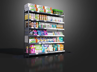 Retail Display Shelf With Various Products Neatly Arranged In Different Categories 3d model
