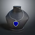 Stylish Blue Pendant Necklace With Silver Chain On Black Mannequin