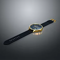 Elegant Luxury Watch With Black Leather Strap And Gold Case Design Details