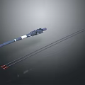 Modern Cannon Weapon Design With Blue Barrel White Section And Long Red Rods